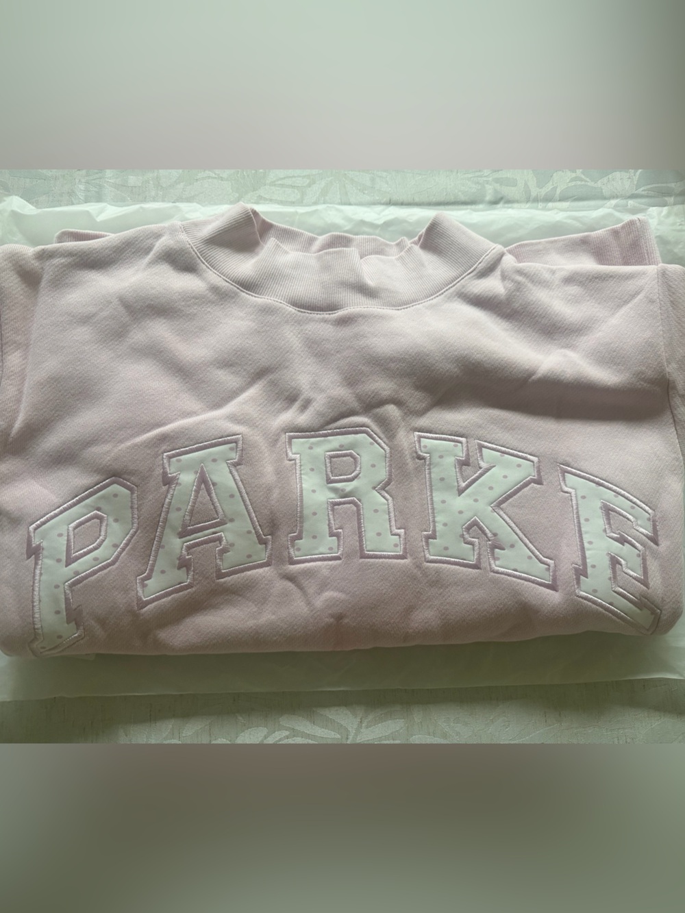 PARKE Polka Dot Letter Varsity Mockneck L/XL - Picture 5 of 6